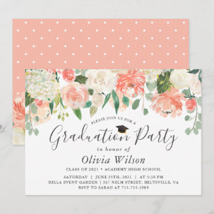 Invitación de fiesta de graduación floral coral me