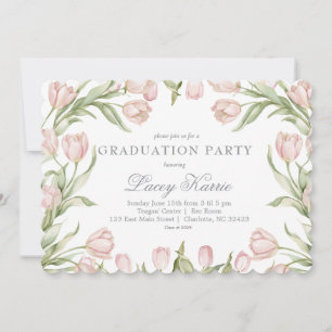 Invitación de fiesta de graduación floral rosa