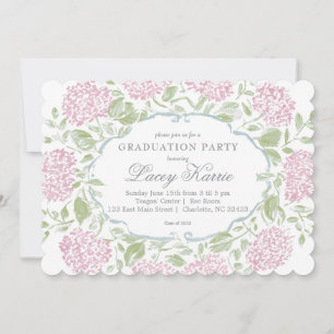 Invitación de fiesta de graduación floral rosa