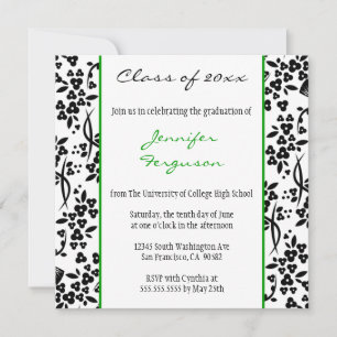 Invitación de fiesta de graduación floral verde ne