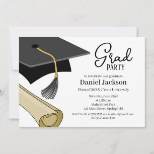 Invitación de fiesta de graduación gorra con borla