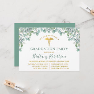 Invitación de fiesta de graduación médica de hojas