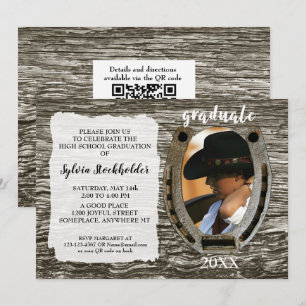 Invitación de fiesta de graduación occidental rúst