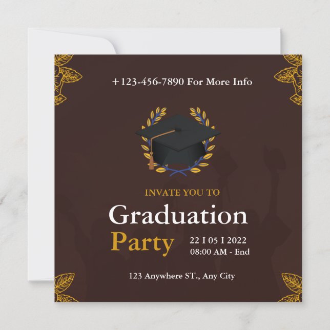 invitación de fiesta de graduación para clase (Anverso)