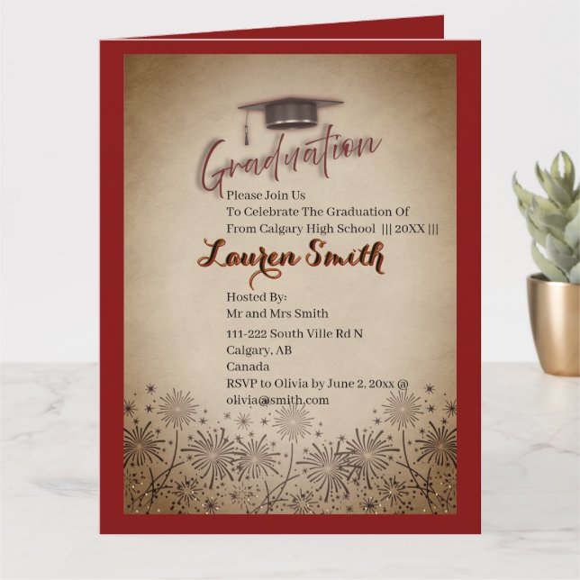 Invitación de fiesta de graduación plegada (Planta pequeña)