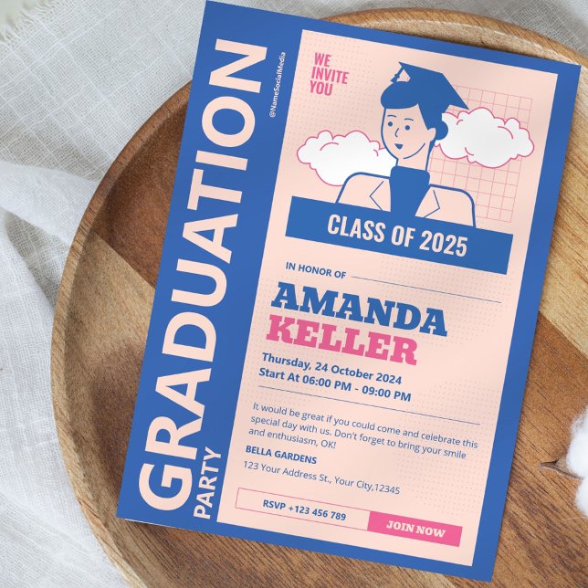 Invitación de fiesta de graduación retro (Subido por el creador)