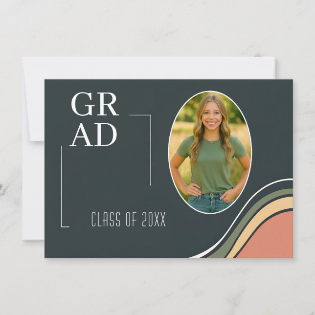Invitación de fiesta de graduación retro (Anverso)