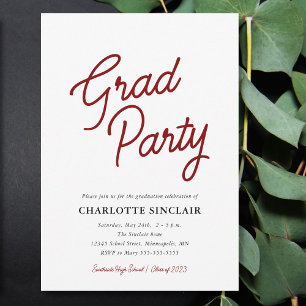 Invitación de fiesta de graduación simple con guió
