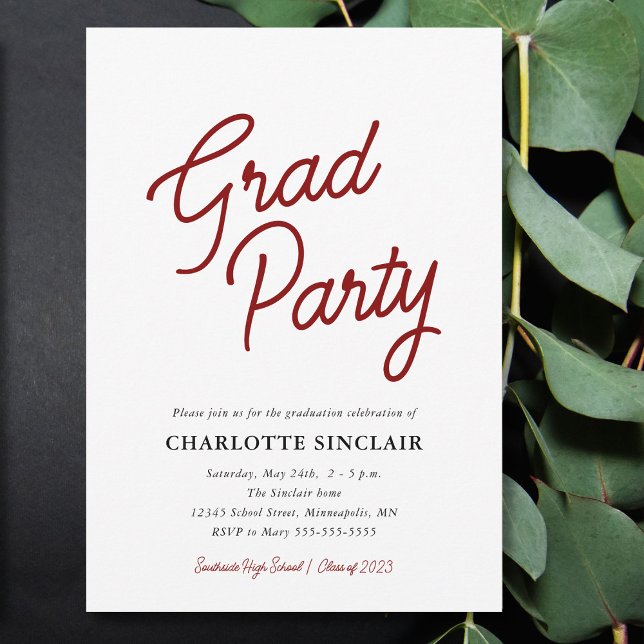 Invitación de fiesta de graduación simple con guió (Subido por el creador)