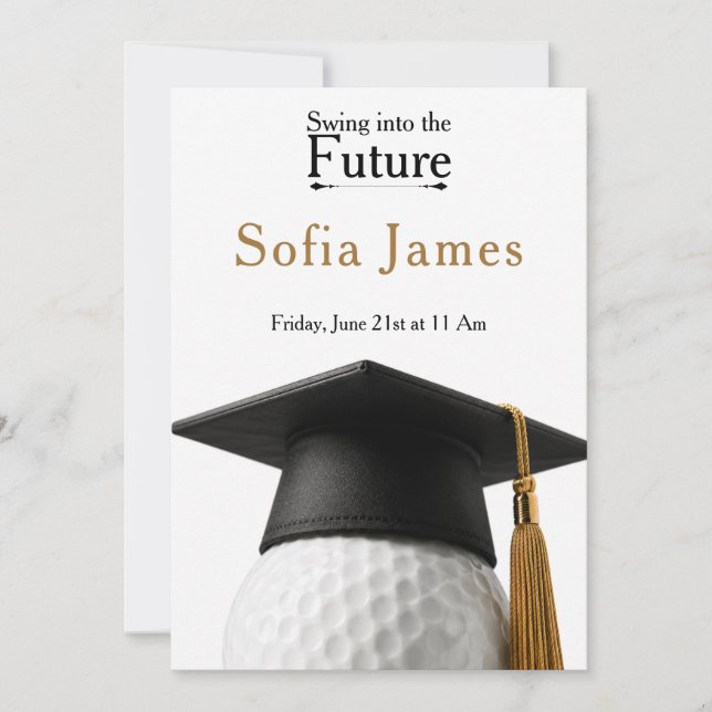 Invitación de fiesta de graduación tema de golf (Anverso)