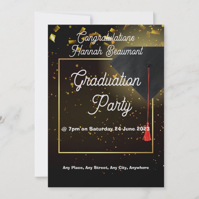 invitación de fiesta de graduación - texto editabl (Anverso)
