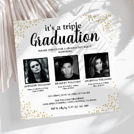 Invitación de fiesta de graduación triple con tres