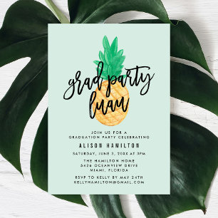 Invitación de fiesta de graduación Tropical Luau e
