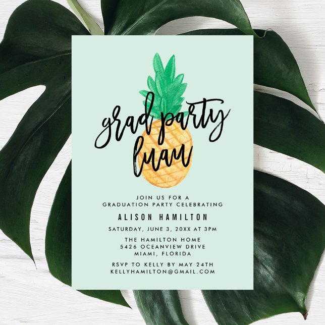 Invitación de fiesta de graduación Tropical Luau e (Subido por el creador)