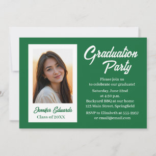 Invitación de fiesta de graduación Verde foto simp