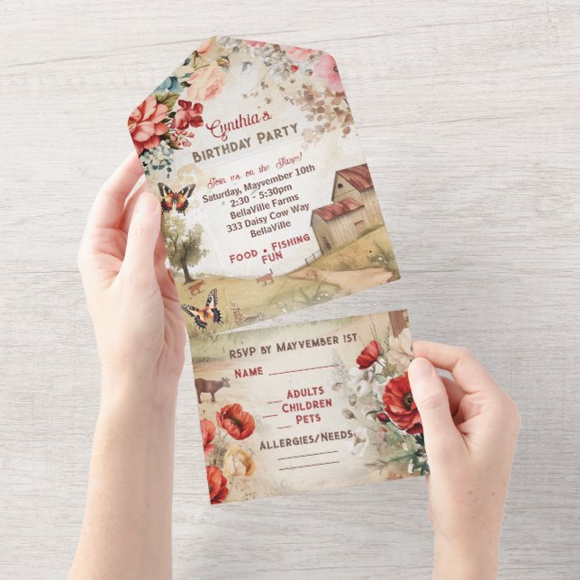 Invitación de fiesta de granja campestre (desgarro)