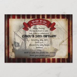 Invitación de fiesta de grunge cutre de barco pira