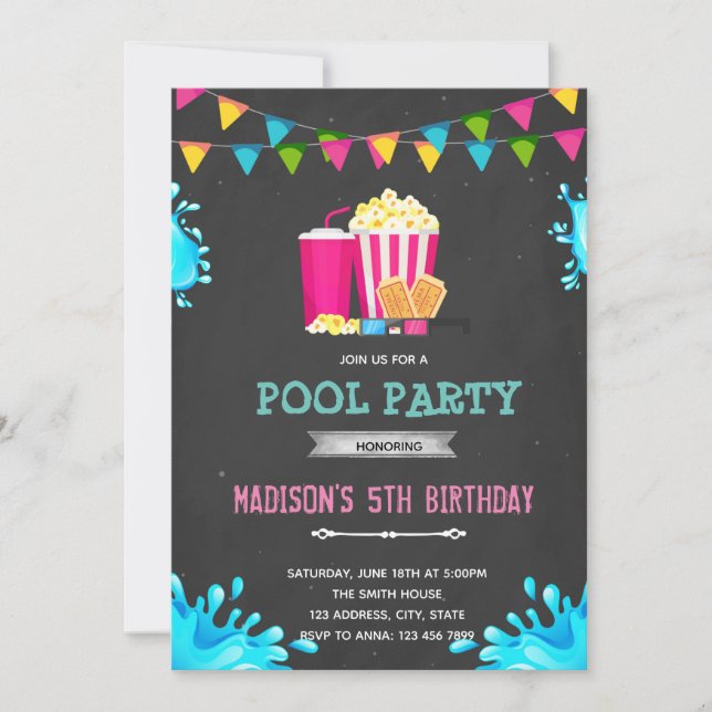 invitación de fiesta de grupo de películas de chic (Anverso)