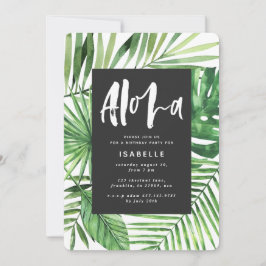 Invitación de fiesta de guiones y hojas de palma t