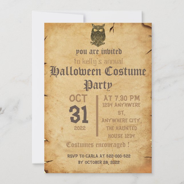 invitación de fiesta de halloween (Anverso)