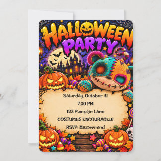 Invitación de fiesta de Halloween colorida con cal