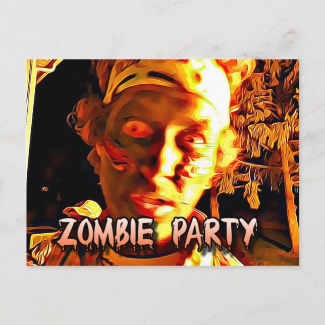 Invitación de fiesta de Halloween con apocalipsis  (Anverso)
