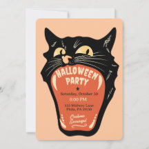 Invitación de fiesta de Halloween con boca de gato