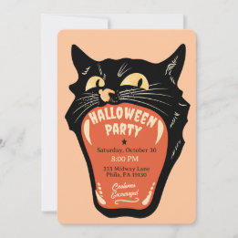 Invitación de fiesta de Halloween con boca de gato