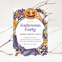 Invitación de fiesta de Halloween con calabazas