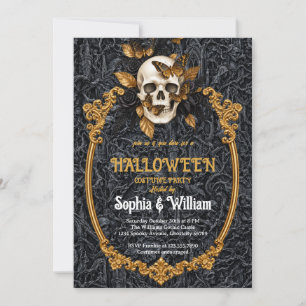 Invitación de fiesta de Halloween con calavera gót