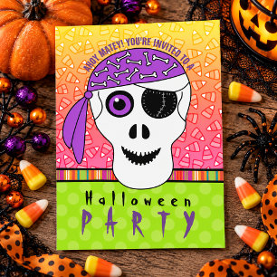 Invitación de fiesta de Halloween con calavera pir