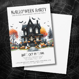 Invitación de fiesta de Halloween con disfraces de