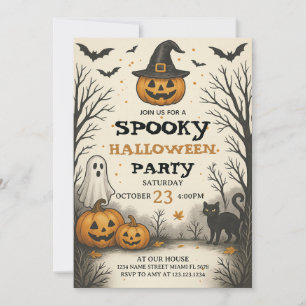 Invitación de fiesta de Halloween con disfraces es