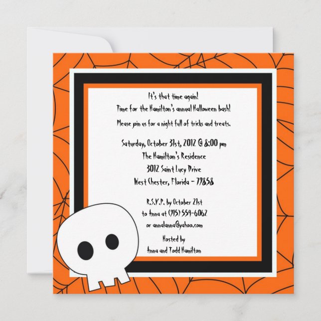 Invitación de fiesta de halloween con diversión 5x (Anverso)