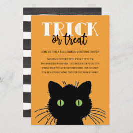 Invitación de fiesta de Halloween con gatos fantas