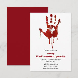 invitación de fiesta de halloween con la mano de l