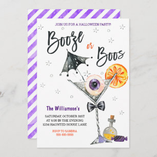 Invitación de fiesta de Halloween con morado o bog