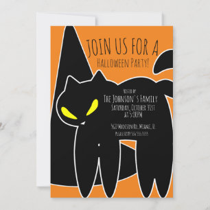 Invitación de fiesta de Halloween con sombrero de