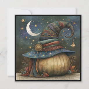 Invitación de fiesta de Halloween con sombrero de 