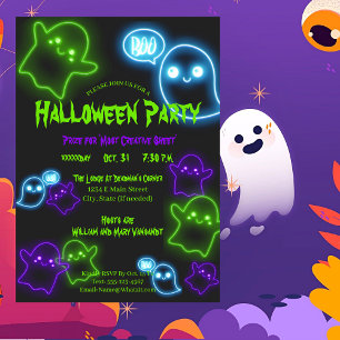 Invitación de fiesta de Halloween con traje de caf