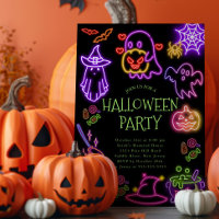 Invitación de fiesta de Halloween con traje de caf