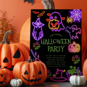 Invitación de fiesta de Halloween con traje de caf