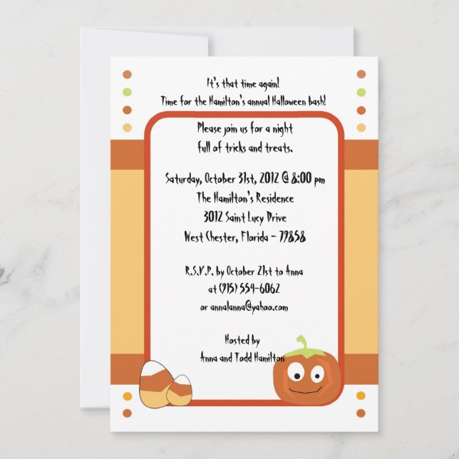 Invitación de fiesta de halloween de 5 horas al dí (Anverso)