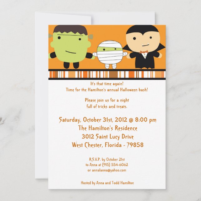 Invitación de fiesta de halloween de 5 horas al dí (Anverso)