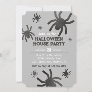 Invitación de fiesta de Halloween de araña espeluz