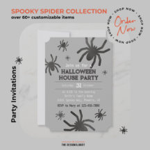 Invitación de fiesta de Halloween de araña espeluz