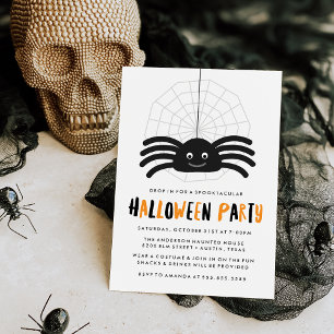 Invitación de fiesta de Halloween de araña linda