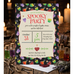 Invitación de fiesta de Halloween de botellas de p