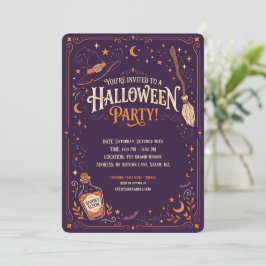 Invitación de fiesta de Halloween de bruja elegant