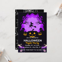 Invitación de fiesta de Halloween de bruja espeluz